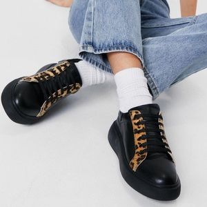 Leopard Round Toe Chunky Sneakers